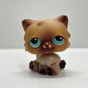 Littlest Pet Shop Persian Cat Brown #22 Aqua‎ Eyes LPS Hasbro